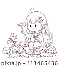 小鳥と女の子　ぬり絵 111465436
