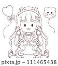 猫耳カチューシャの女の子　ぬり絵 111465438