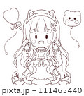 猫耳カチューシャの女の子　ぬり絵3 111465440