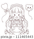 くま耳カチューシャの女の子　ぬり絵2 111465443