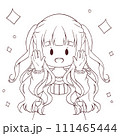 ふわふわな可愛い女の子　ぬり絵 111465444