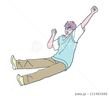 アニメ風のジャンプする男性 111465899