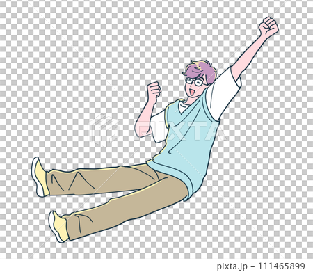 アニメ風のジャンプする男性 111465899