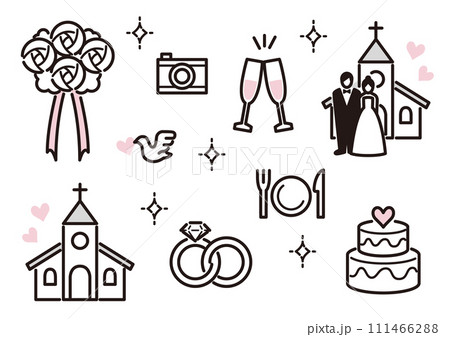 結婚やお祝いのアイコンに使える線画イラスト 111466288
