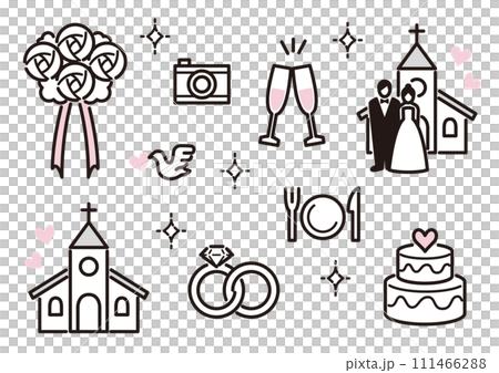 結婚やお祝いのアイコンに使える線画イラスト 111466288
