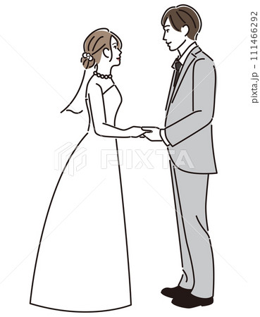 見つめ合う新郎新婦 111466292