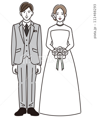 並んで立つ新郎新婦 111466293