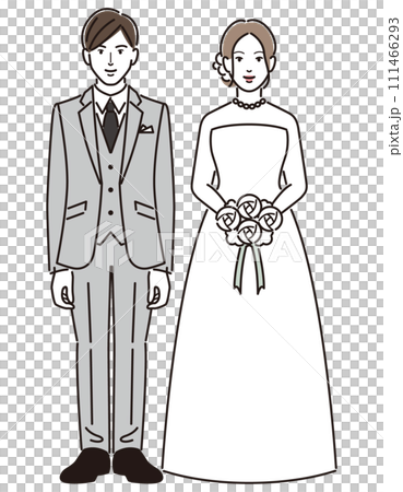 並んで立つ新郎新婦 111466293