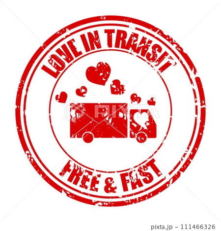 Love in transit rubber stamp for post office delivery, free and fast Love in transit rubber stamp for post office delivery, free and fast 111466326