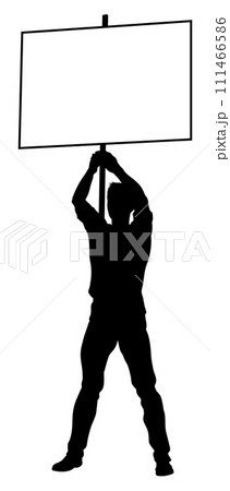 Protest Rally March Picket Sign Silhouette Person Protest Rally March Picket Sign Silhouette Person 111466586