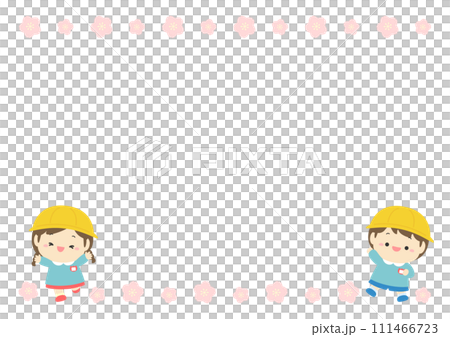 Kindergarten children, boys, girls and cherry blossom frame 02 Kindergarten children, boys, girls and cherry blossom frame 02 111466723