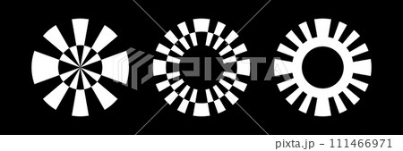 Circle Elements for Logo Design. Abstract White Icons Set on Black Background. 111466971