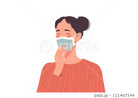 風邪をひいて元気のない女性 風邪をひいて元気のない女性 111467544