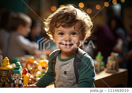 AI-generated content. small child with toys in daycare facility 111468010