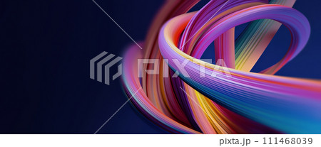 Bright Multicolored Twisted Ribbon as an Abstract Background 111468039