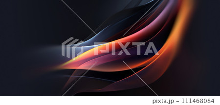 Multicolored Glowing Lines on a Dark Background 111468084