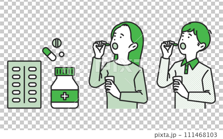 Illustration of people taking medicine 111468103