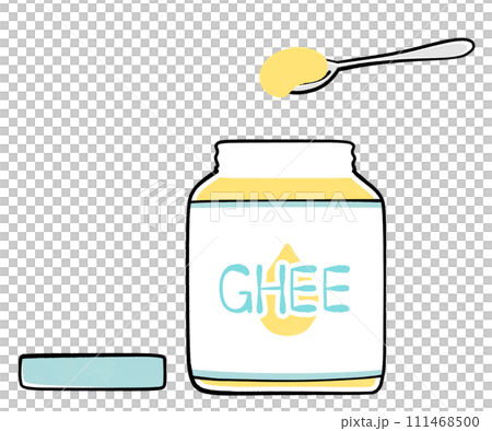 Illustration of scooping ghee with a spoon Illustration of scooping ghee with a spoon 111468500