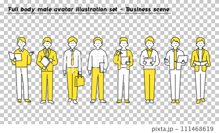 Male full body avatar illustration material set/business scene Male full body avatar illustration material set/business scene 111468619
