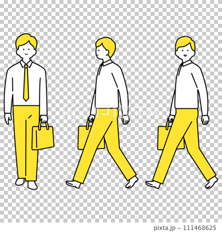 一個穿著西裝的男人背著包包走路 - 變化 一個穿著西裝的男人背著包包走路 - 變化 111468625