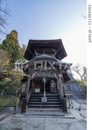 日本 福島県会津若松市の飯盛山の中腹に建つ会津さざえ堂 日本 福島県会津若松市の飯盛山の中腹に建つ会津さざえ堂 111469362