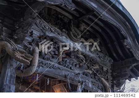 日本　福島県会津若松市の飯盛山の中腹に建つ会津さざえ堂 111469542