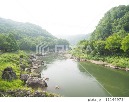 朝靄に包まれた石狩川 朝靄に包まれた石狩川 111469734