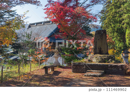 日本　福島県河沼郡柳津町にある福満虚空蔵菩薩、円蔵寺の紅葉 111469902