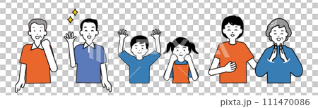 仲がいい3世代の家族のイラスト 111470086