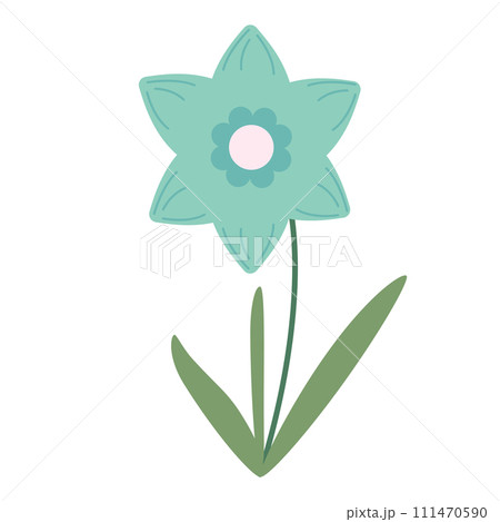 Beautiful light blue flower isolated on white background. Vector graphics. Artwork design element. Cartoon design for poster, icon, card, logo, label. 111470590