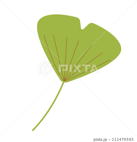 Green leaf over white background. Vector graphics. Artwork design element. Cartoon design for poster, icon, card, logo, label. 111470593