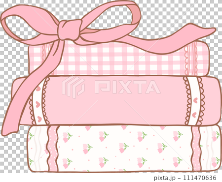 Coquette retro book in sweet pastel pink with ribbon bow hand drawing  111470636