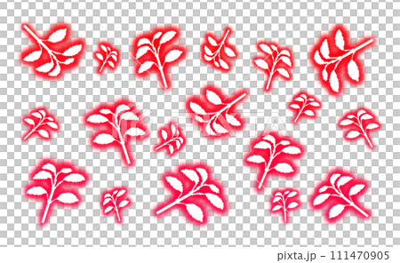 光る葉っぱパターン_ドット絵(赤) 111470905