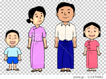 ミャンマーの4人家族 111470962