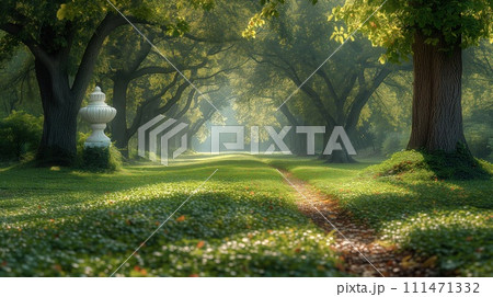 park landscape trees growing in a row park landscape trees growing in a row 111471332
