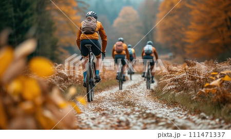 group of riding cyclists 111471337