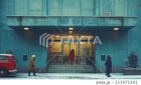 exterior of a multi-story building 111471341