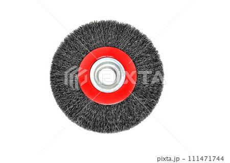 wire brush for mechanicalcleaning of metal close up isolate 111471744