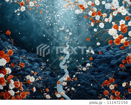 水に浮かぶ落ち葉の背景画像 111472150