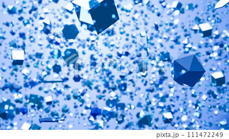 CGパーティクル　多数の浮遊する多角形 111472249