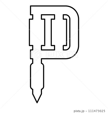 Tattoo machine device gun skin with ink handheld electromagnetic coil contour outline line icon black color vector illustration image thin flat style 111473025