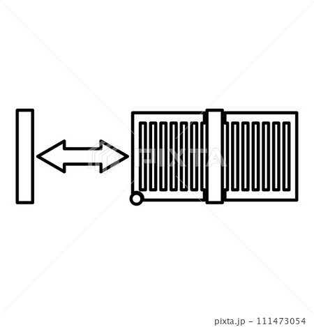 Sliding gates automatic lattice fence system entry enclosure contour outline line icon black color vector illustration image thin flat style Sliding gates automatic lattice fence system entry enclosure contour outline line icon black color vector illustration image thin flat style 111473054