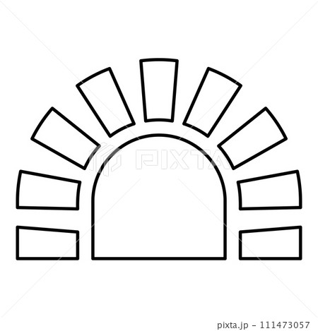 Stone stove brick oven fireplace fireplace for cooking and baking furnace traditional contour outline line icon black color vector illustration image thin flat style Stone stove brick oven fireplace fireplace for cooking and baking furnace traditional contour outline line icon black color vector illustration image thin flat style 111473057