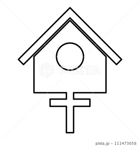 Bird box starling house birdhouse nesting contour outline line icon black color vector illustration image thin flat style Bird box starling house birdhouse nesting contour outline line icon black color vector illustration image thin flat style 111473058