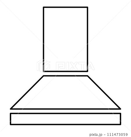 Hood for the kitchen kitchen cooker domestic appliances contour outline line icon black color vector illustration image thin flat style Hood for the kitchen kitchen cooker domestic appliances contour outline line icon black color vector illustration image thin flat style 111473059