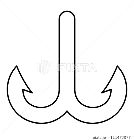 Fish hook anchor sea fishhook contour outline line icon black color vector illustration image thin flat style Fish hook anchor sea fishhook contour outline line icon black color vector illustration image thin flat style 111473077
