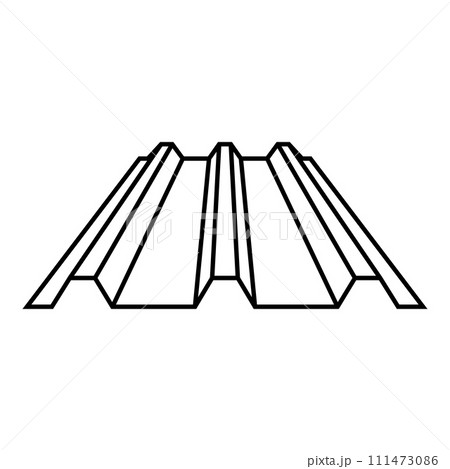 Roof metal rooftop steel profile sheets roofing concept ribbed corrugated metallic panel siding tile contour outline line icon black color vector illustration image thin flat style Roof metal rooftop steel profile sheets roofing concept ribbed corrugated metallic panel siding tile contour outline line icon black color vector illustration image thin flat style 111473086
