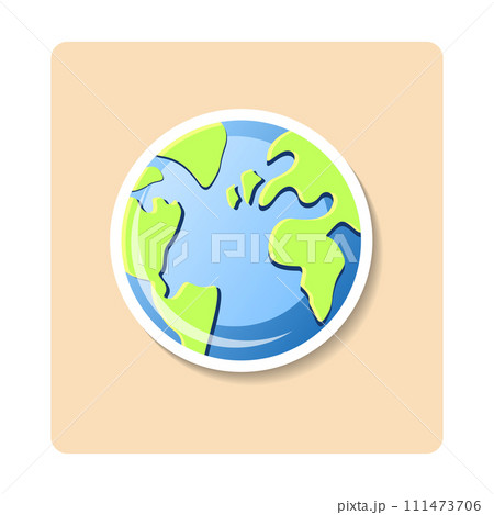 Planet Earth sticker illustration. Round, stars, space, view. Editable vector graphic design. Planet Earth sticker illustration. Round, stars, space, view. Editable vector graphic design. 111473706