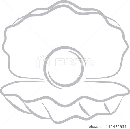 Open shell with pearls logo, seashell logo, icon Open shell with pearls logo, seashell logo, icon 111473931