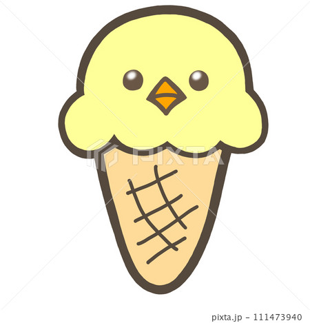 ヒヨコ アイスクリーム 動物 スイーツ（目キラキラver)のイラスト素材